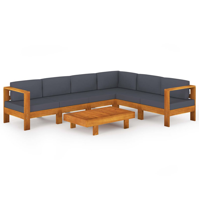 Ensemble de patio avec coussins Nordista, Gris foncé