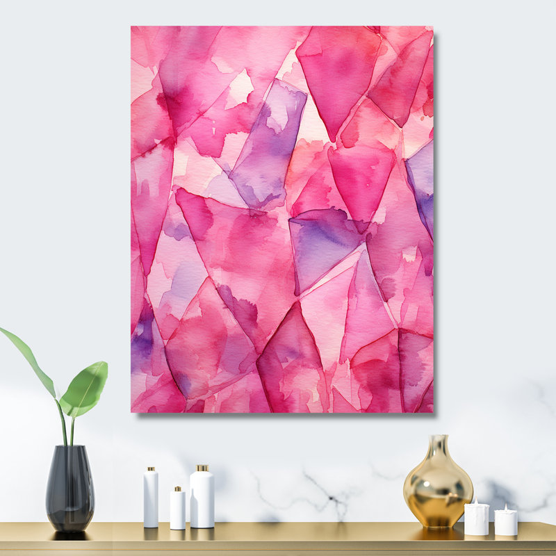 «Pink Gemstones Fusion II - Abstract Shapes», art mural en métal, H 32 po x l 24 po x P 1 po