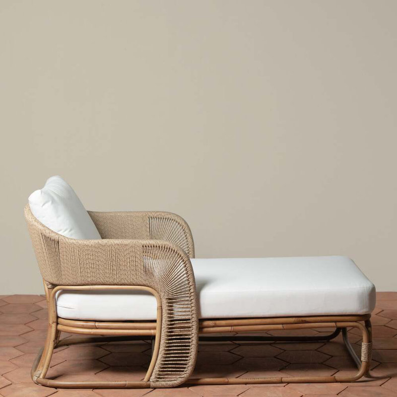 Glen Ellen Outdoor Chaise Lounge, White, Natural