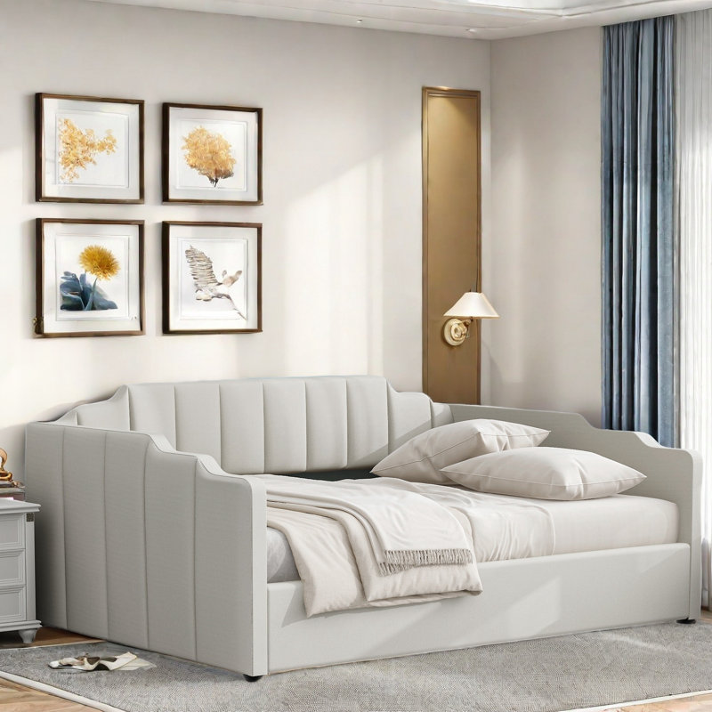 Lit de jour rembourré Charnley, Complet/Double, Blanc