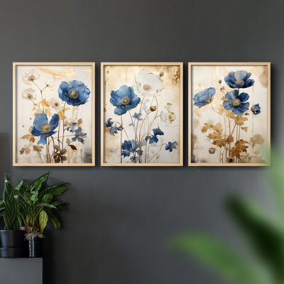 Étude florale, série XXII, ensemble de 3 estampes numériques, prêt à accrocher