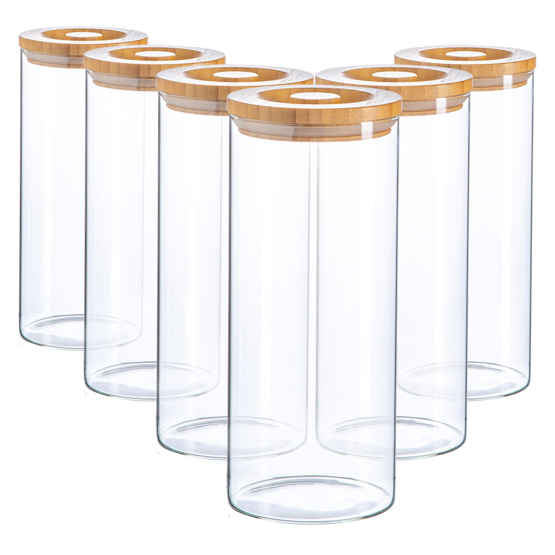 Argon Tableware - Glass Storage Jars with Wooden Lids - 1.5 Litre