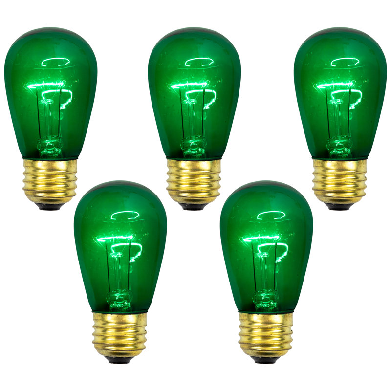 Ampoules incandescentes de remplacement S14, Vert, H 5 po x l 1 po x P 4 po