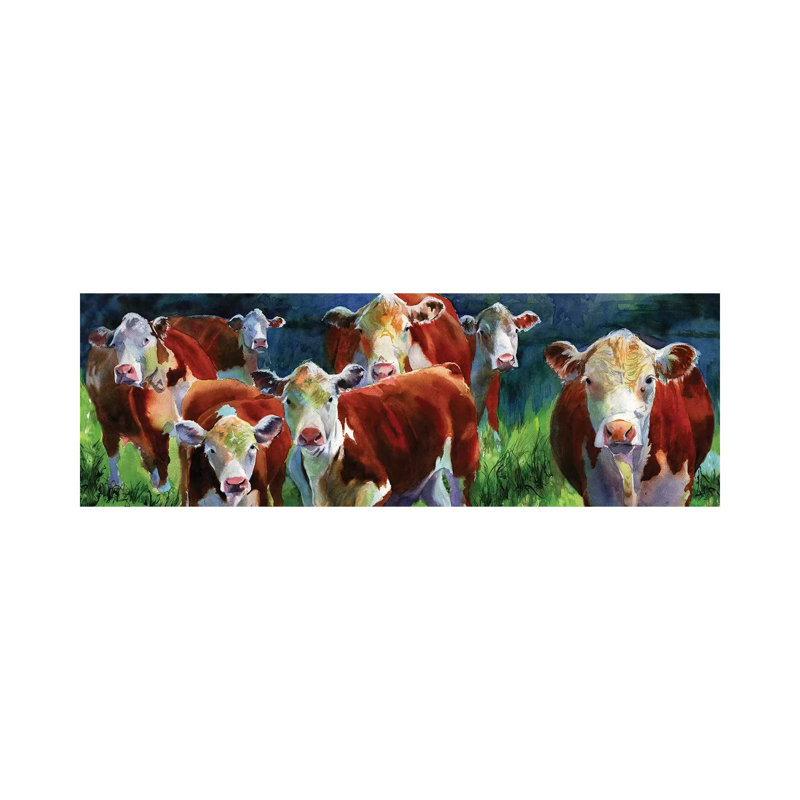 Curious Cows by Rachel Parker - Wrapped Canvas Panoramic Gallery-Wrapped Canvas Giclée, 30.48 cm H x 91.44 cm W x 1.91 cm D