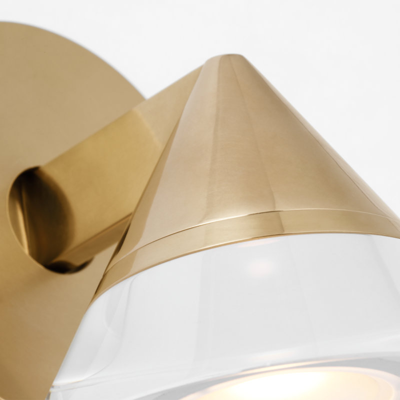 Midrand 1 - Light LED Armed Sconce,  Clear, Hand-Rubbed Antique Brass