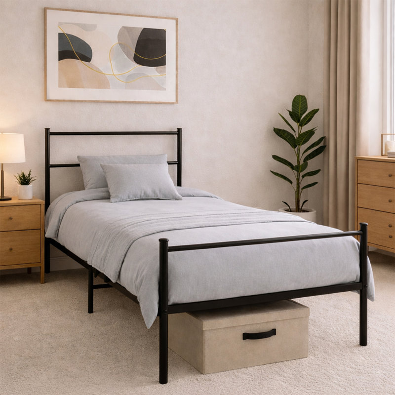 Mahim Metal Bed, Black, Single (3')