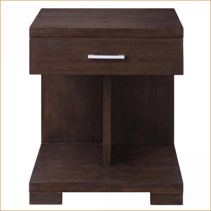 Table basse en noyer à 1 tiroir pour le salon, robuste avec rangement spacieux