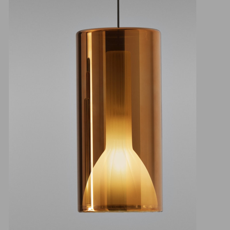 LIT 1 - Light Pendant, 16.5" H x 7.8" W x 7.8" D, Black/Orange