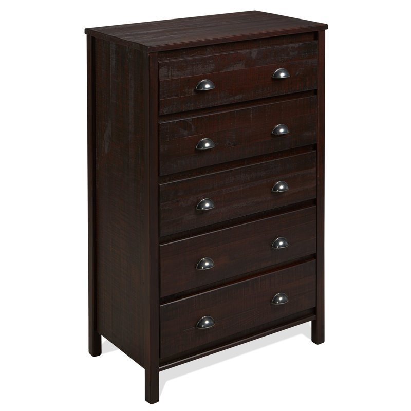 Commode 5 tiroirs Lanora, Noyer