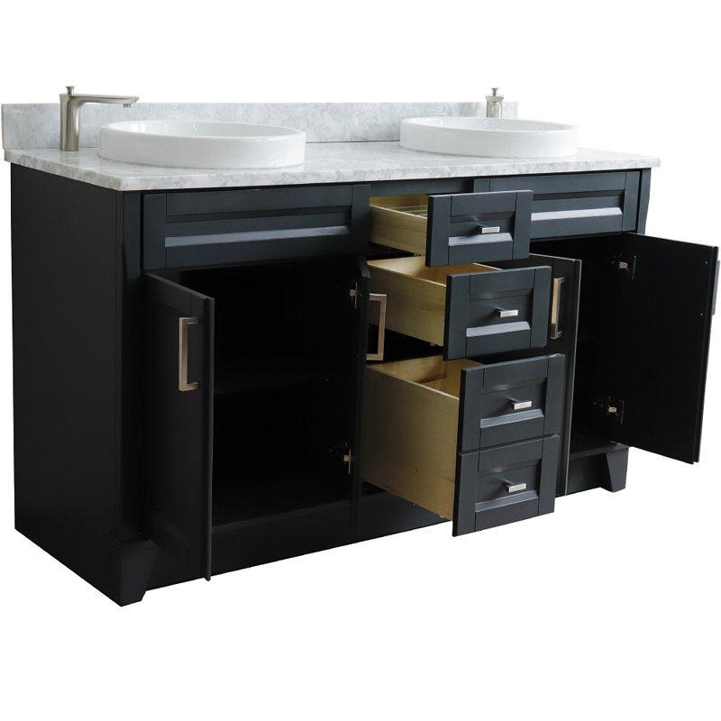 Nickolai 61'' Double Bathroom Vanity with Top, White