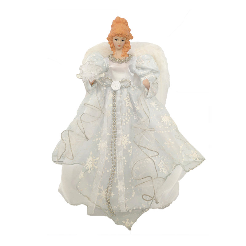 Décoration pour sommet de sapin ange blanc et argent 16 po