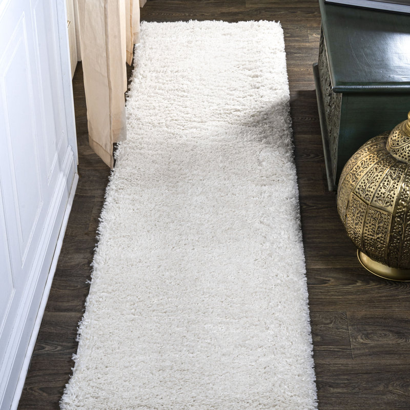 Tapis ivoire à poils longs Anttwan, Tapis de couloir 2 pi x 10 pi