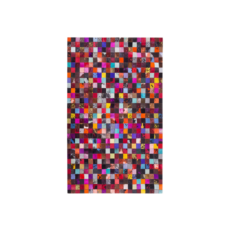 Geometric Cowhide Hand Woven Area Rug, Rectangle 160 x 230cm