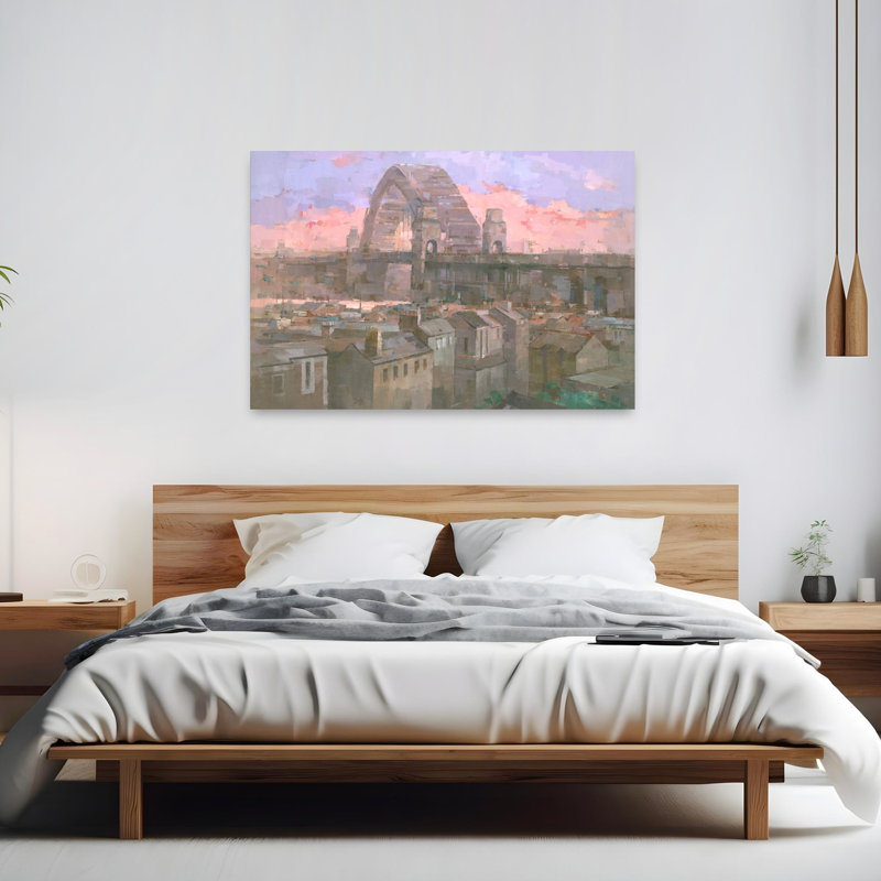 Sydney Bridge Twilight Impressionist Abstract Contemporary Architecture City Wall Art Print 1 Piece Wrapped Canvas Wall Art