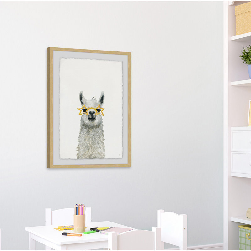 Perham «Yellow Star Llama», reproduction, H 24 po x l 16 po x P 1,5 po, Cadre brun