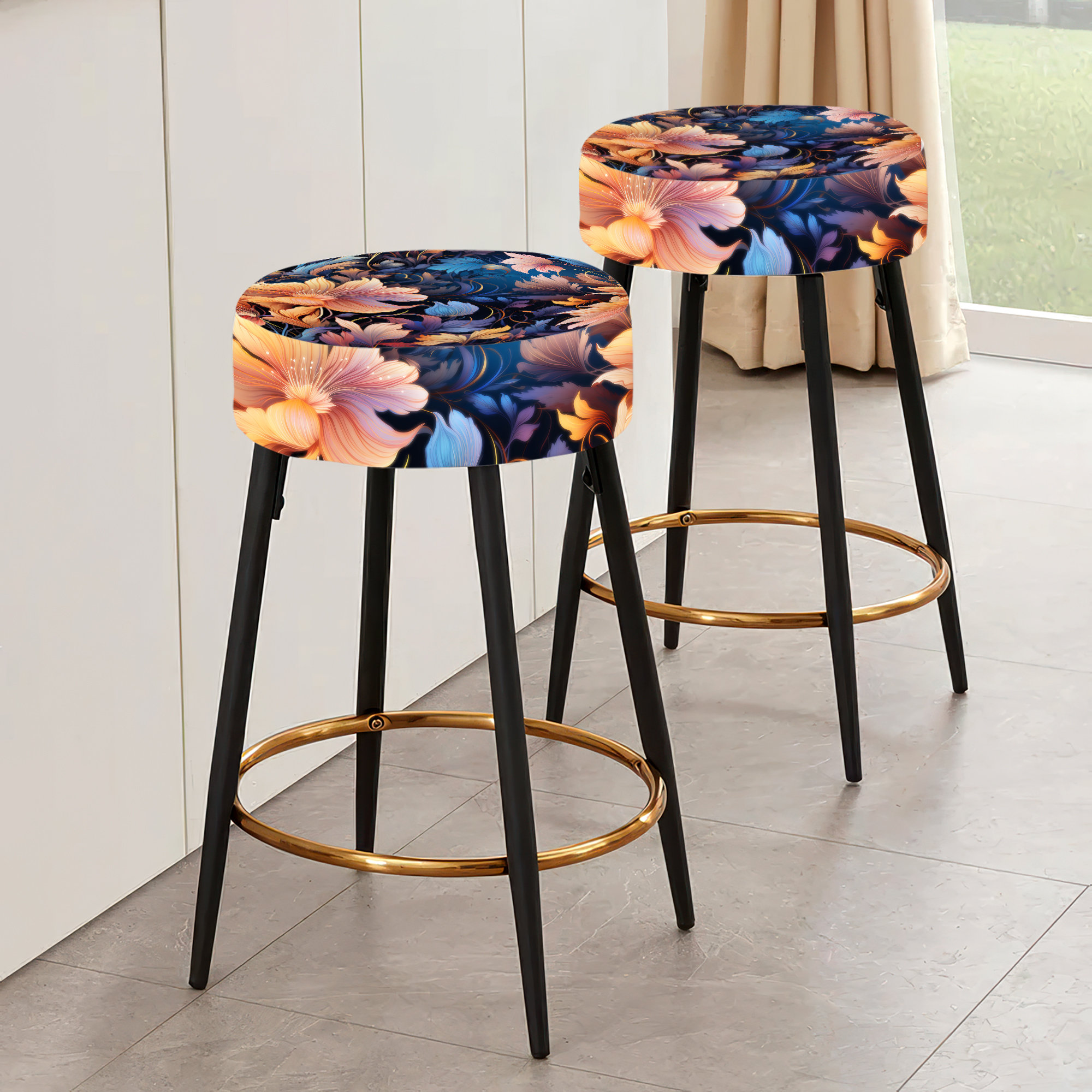 Design Art Peach And Blue Mystic Aura Floral Fantasy Magic - Floral Bar ...