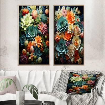 «Green Balck Succulent Serenity», 2 pièces
