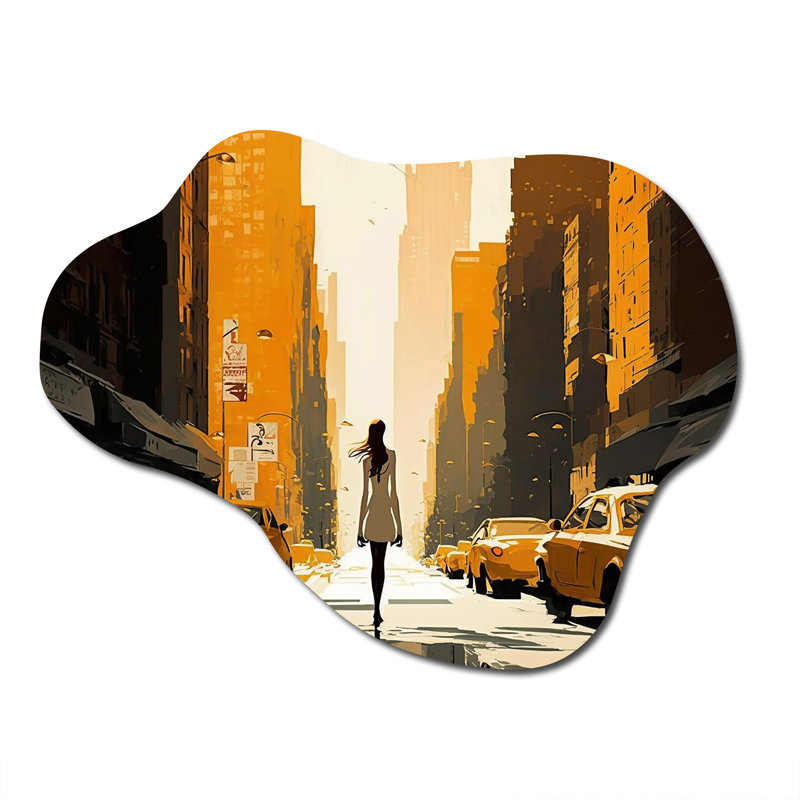 «Young and Stylish In New Ork», art mural en métal asymétrique en forme de nuage de la ville de New York, H 25 po x l 28 po