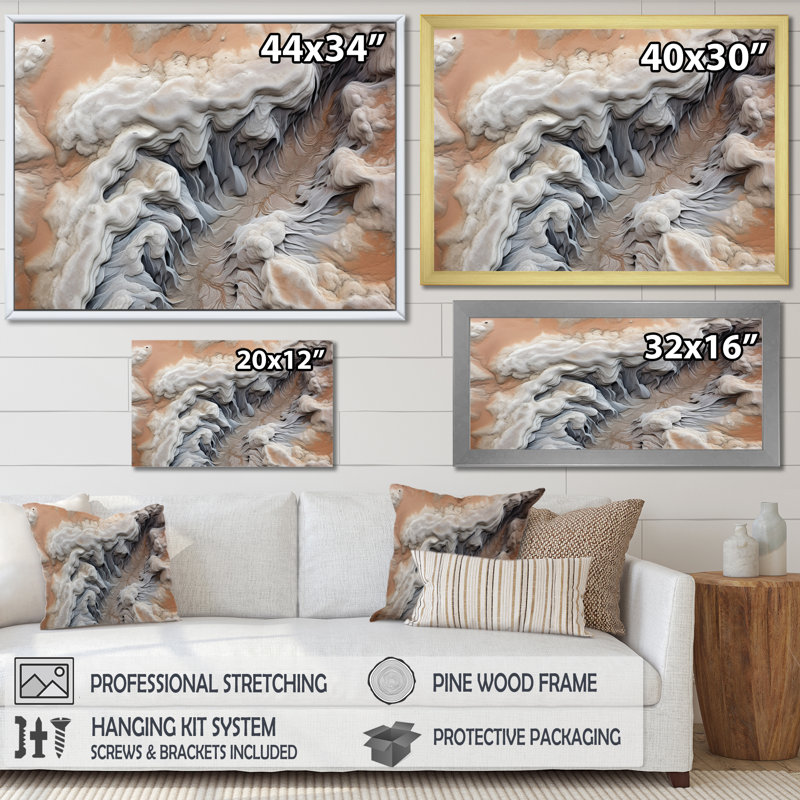 " Abstract Marble With Copy Space V ", Wrapped Canvas, 16" H x 32" W x 1" D