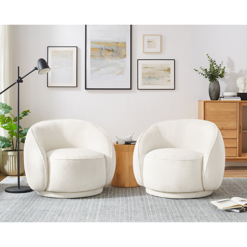 Pivotant large de 35,04 po Kanoi CAL117, Polyester blanc bouclé