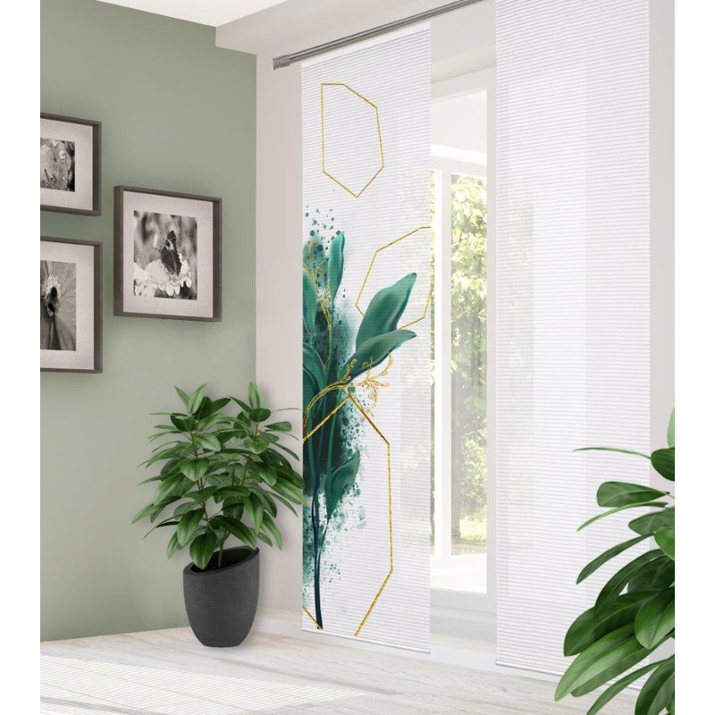 Semi Sheer Sliding Panel Single Panel, Green