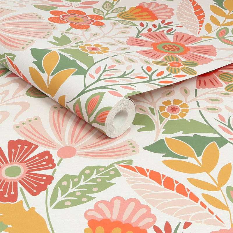 Envy Oopsy Daisy Floral Wallpaper, Orange