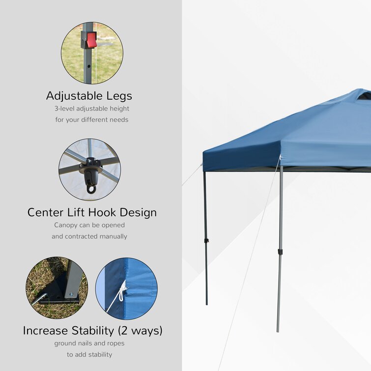 Outsunny 10' X 10' Pop Up Canopy Party Tent With Center Lift Hook