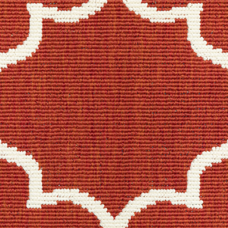 Tapis d'intérieur / extérieur rouge brique / ivoire Russo, Rond 7 pi 10 po
