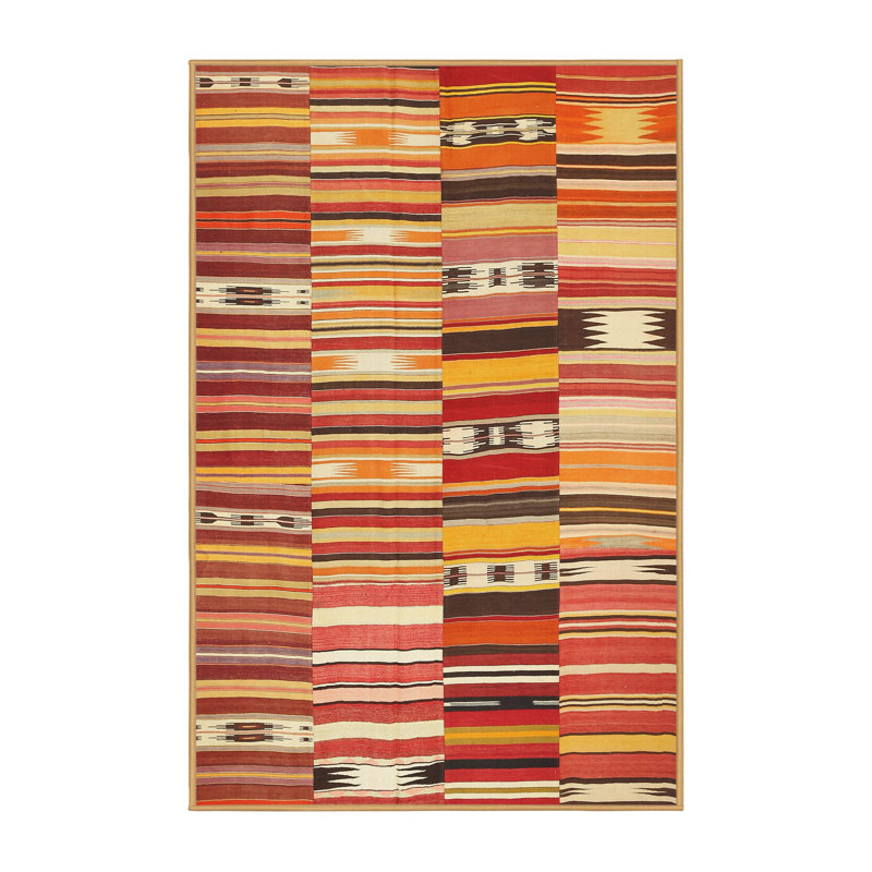 Tapis contemporain orange, Rectangle 5 pi x 7 pi