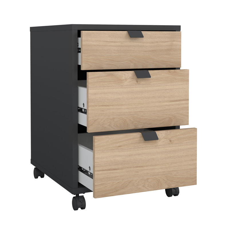 Embrie 16.06'' Wide 3 - Drawer Storage Cabinet, Gray/Jackson Hickory