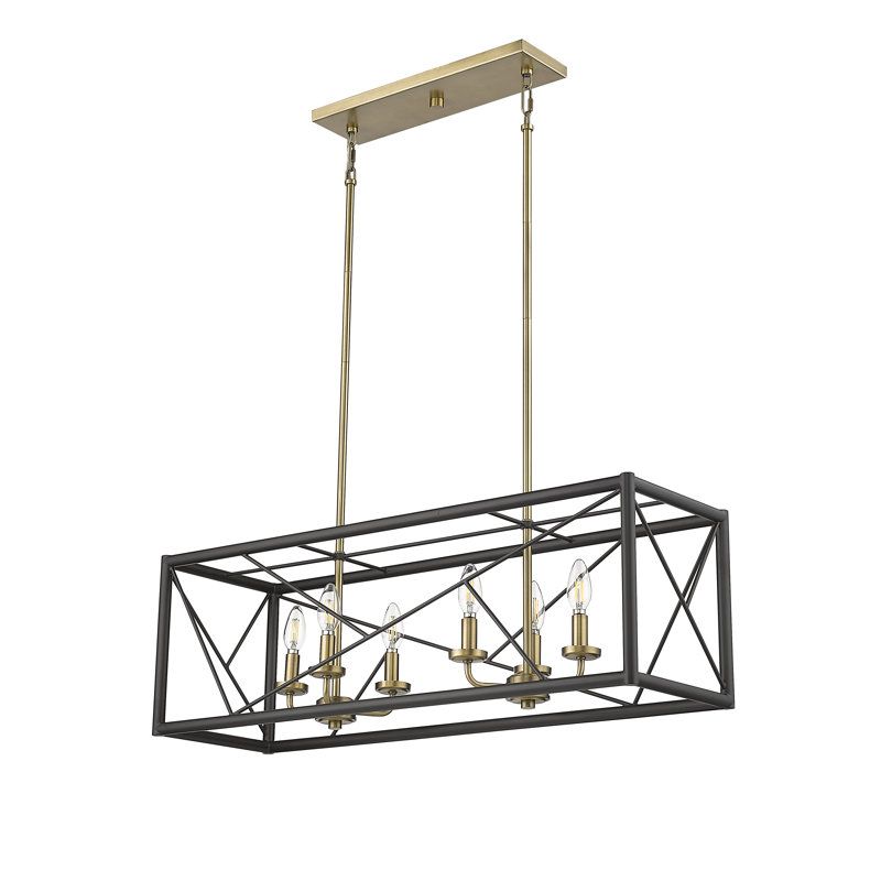 Keniya 6 - Light 34" Wide Dimmable Kitchen Island Square / Rectangle Chandelier