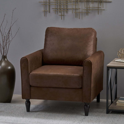 Chaise d'appoint Ada, dossier rembourré moelleux, conception en microfibre brune texturée