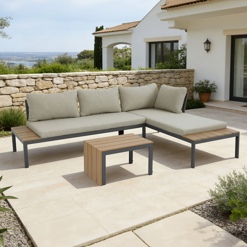4 - Person Patio Dining Set Rectangular Table, Beige