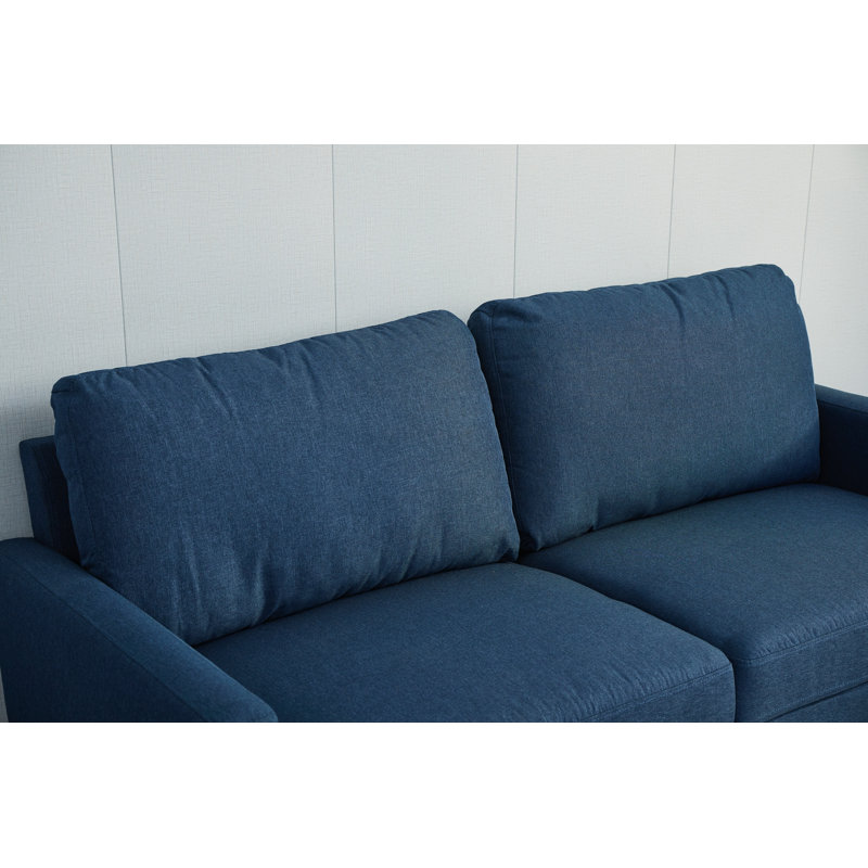 Seaddon Square Arm Sofa, Dark Blue Linen Blend, 35" H x 70" W x 32" D