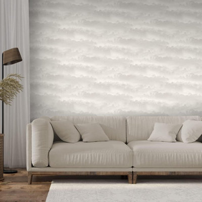 Tropical Landscape Taupe Feature Jungle Landscape Paper Luther Glitter Wallpaper Roll
