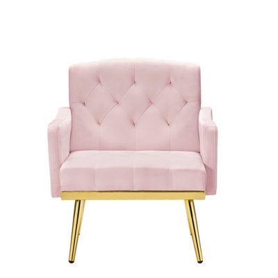 Pink Velvet Armchair With Metal Legs - Modern Style For A Contemporary Home Add Classy Touch To Your