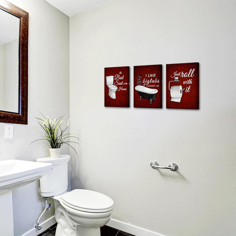3 Piece Wrapped Canvas Print, Red
