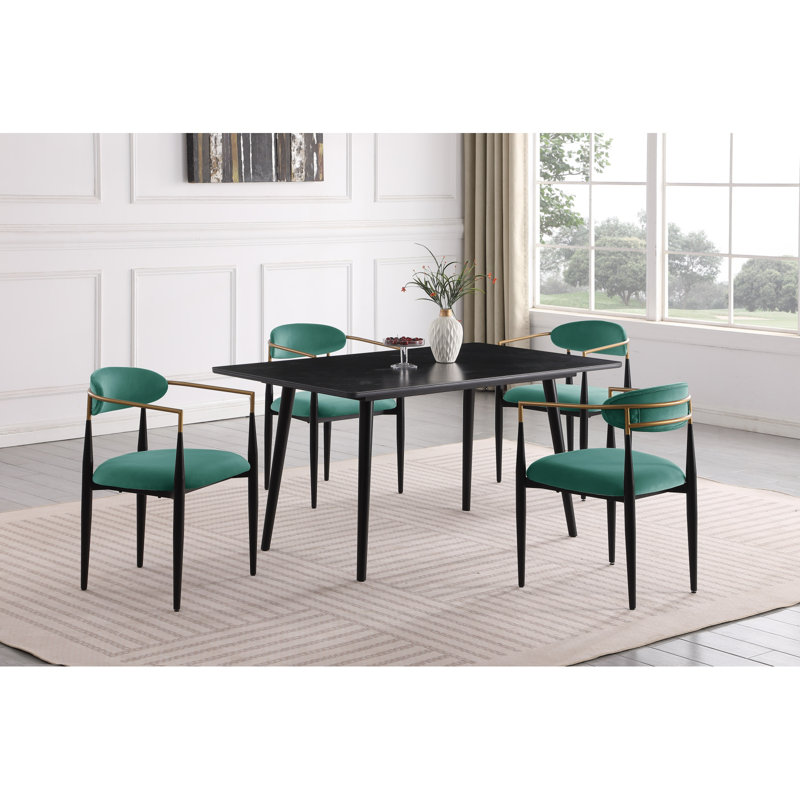 Ensemble de chaises rembourrées en tissu vert 2 pièces Modern Contemporary, Vert