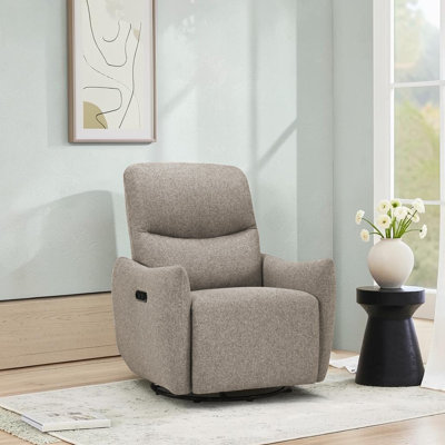 Fauteuil pivotant inclinable recouvert de tissu brun clair avec ports USB