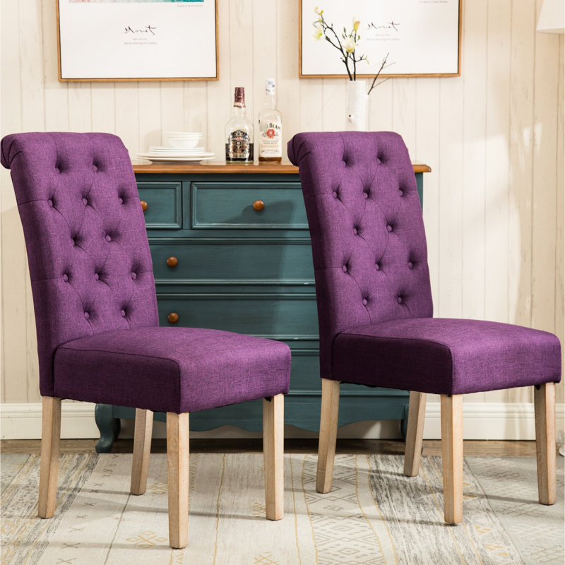 2 meubles de salle à manger mauves, bois massif, chaises en bois tendance 2 pièces, mauve, revêtement doux, pieds, Violet