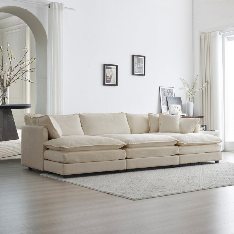 Canapé modulaire Chenille, H 33 po x l 111,42 po x P 57,4 po, Beige, 6