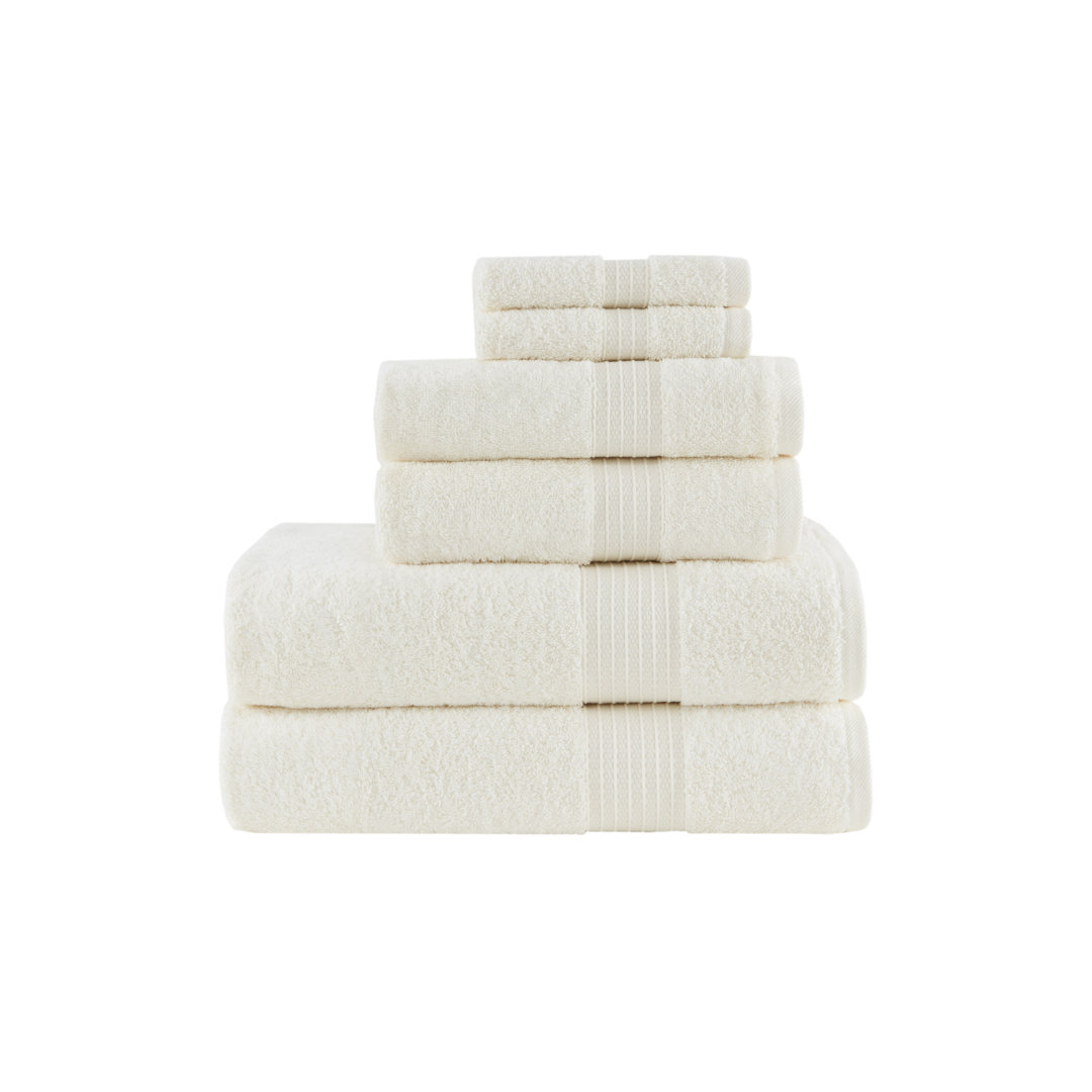 6 Piece 100% Organic Cotton Bath Towels Multi-Size Set Madison Park 