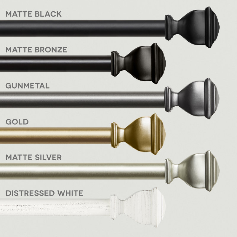 Exclusive Home Napoleon Double Curtain Rod and Finial Set, Adjustable, 66"-120", Gold