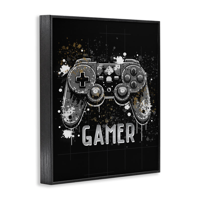 «Gamer with Modern Splash», estampe numérique par Kim Allen, H 30 po x l 24 po, Giclée encadrée noir minuit