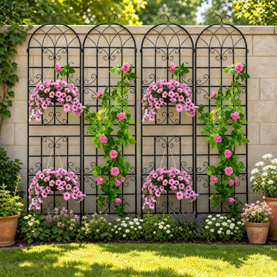 Paquet de 3/4 de treillis de jardin en métal pour plantes grimpantes 86,2 x 19,7 po