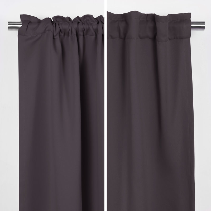 Rideau en polyester Phylique, L 52 po x L 63 po, Gris foncé