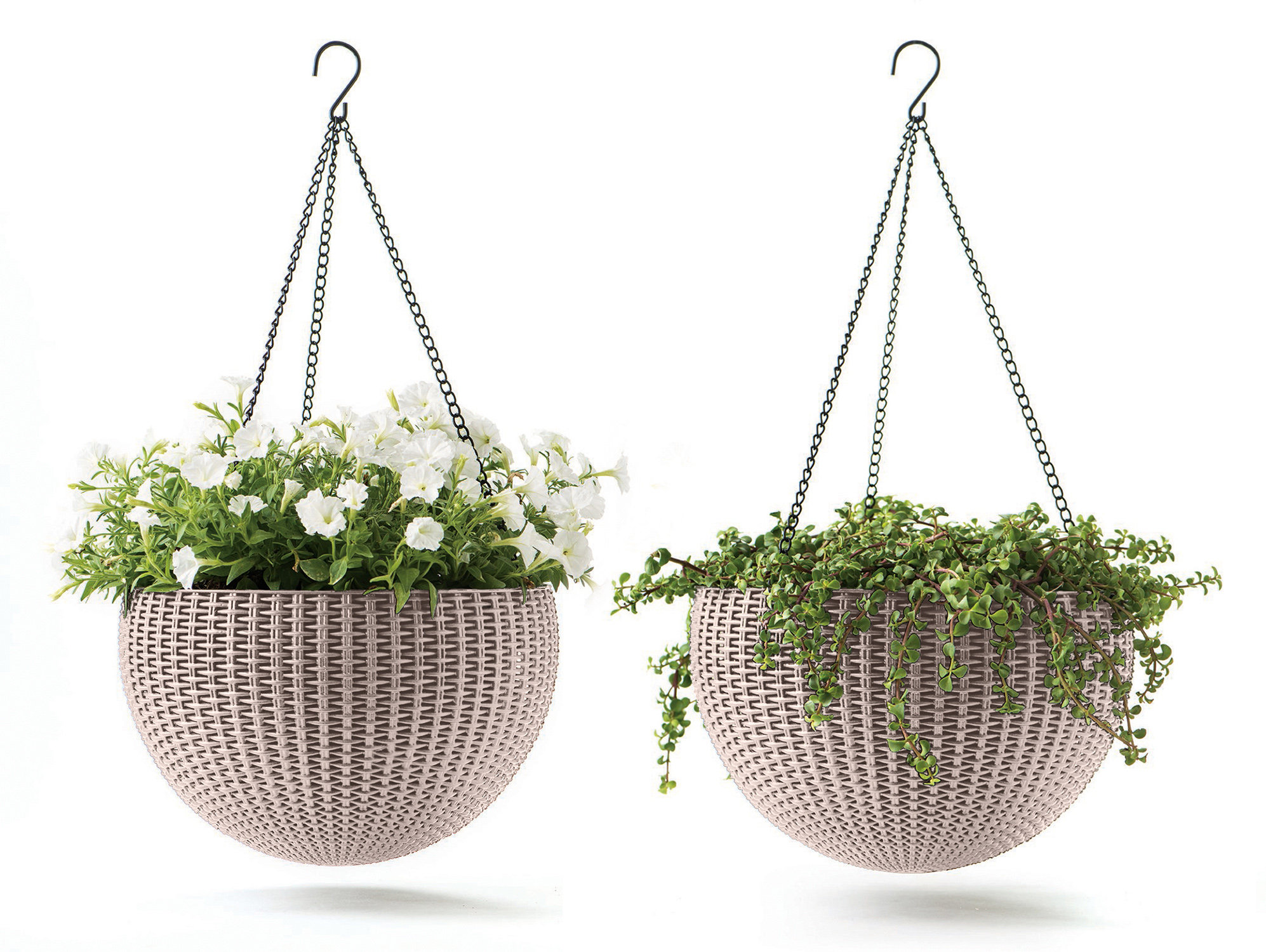 Round Hanging Planter Set of 2 - Taupe