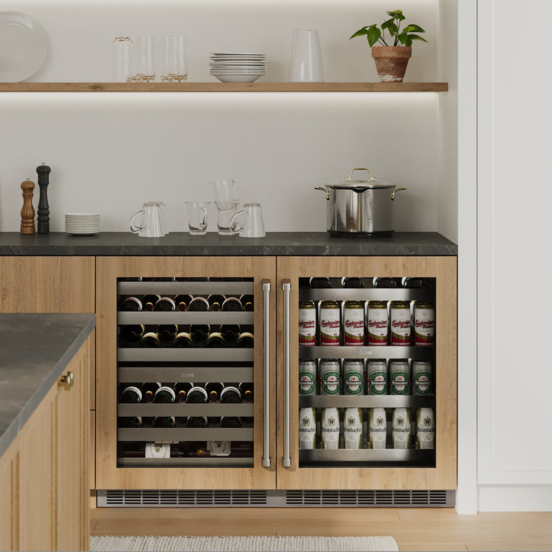 ZLINE 24 in. Touchstone Dual Zone 44 Bottle Wine Cooler With Panel Ready Glass Door