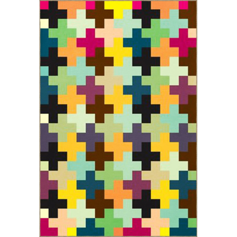 Tapis décoratif multicolore à motif géométrique, Rond 4 pi