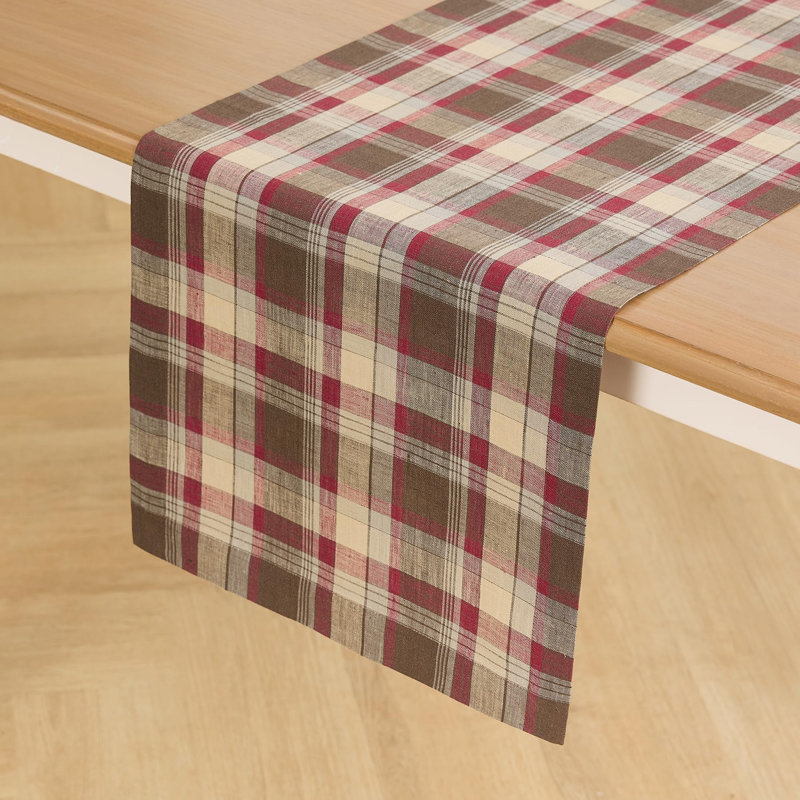 100% Pure Line Table Runner - Rustic Plaid, Rustic Multicolor, Plaid, 144" x 14"